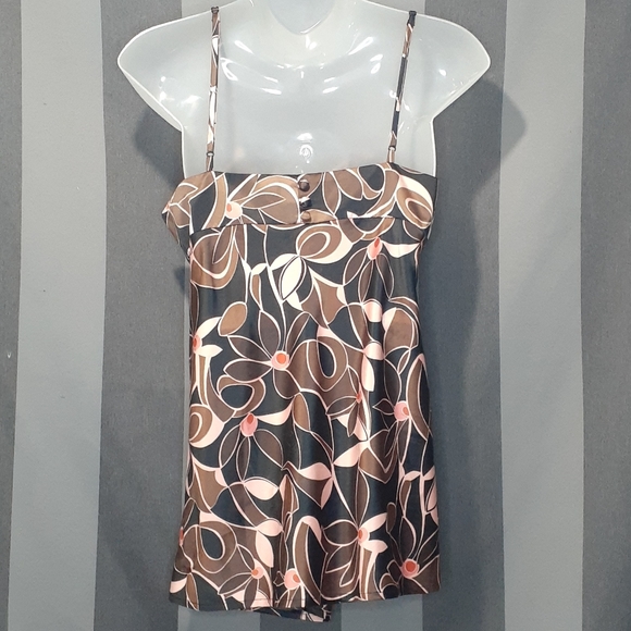 Mixit y2K Groovy Graphics Sateen like Strappy Tank Top. Size Large. Side Zip. - Picture 2 of 5